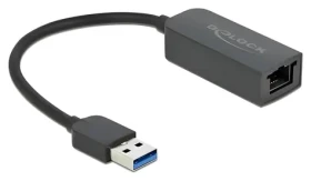 Delock USB Type-A na 2,5 Gigabit LAN černá / Adaptér / USB 3.2 Gen 1 / RJ45 / 5 Gbit/s / kompaktní (66646)