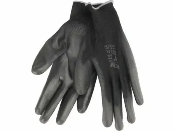 Rukavice polyesteru polomáčené PU černé 11"
