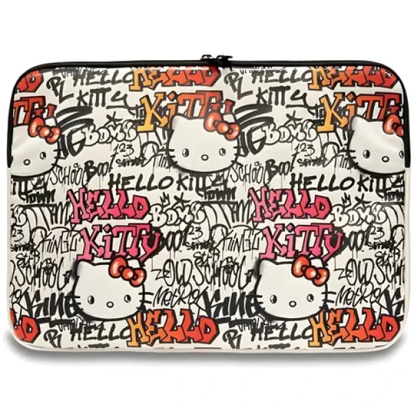 Hello Kitty PU Metal Logo béžová / Pouzdro na notebook / 14" (HKCSZPDGPTE)
