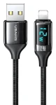 USAMS SJ543 U78 černá / Datový kabel / Lightning / 1.2 m / LED / 2.4A / Nylon (SJ543USB01)