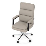 Křeslo kancelářské, béžová ekokůže, kříž kov chromový, houpací mechanismus, čalouněné područky
