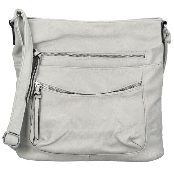 Trendy dámská koženková crossbody kabelka Tizia, světle šedá