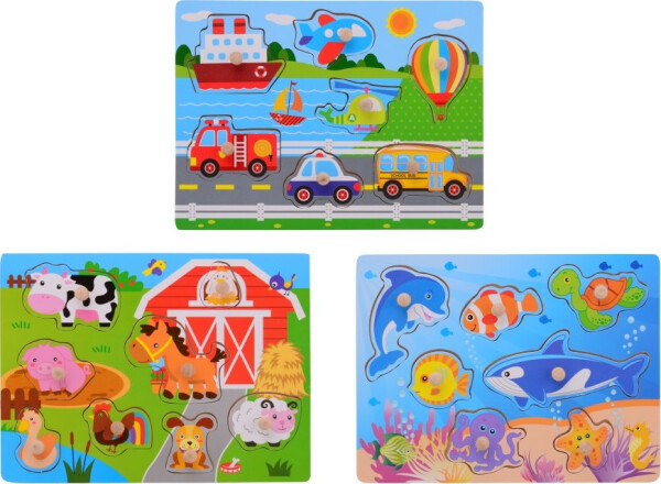 Dřevěné puzzle s úchytem malé - Johntoy