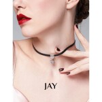 Stříbrný choker náhrdelník se zirkonem Élise - stříbro 925/1000, Černá 33 cm + 5 cm (prodloužení)