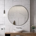 Erga Round, kulaté zrcadlo 120cm, černý rám, ERG-V01-ROUND-1212-BK