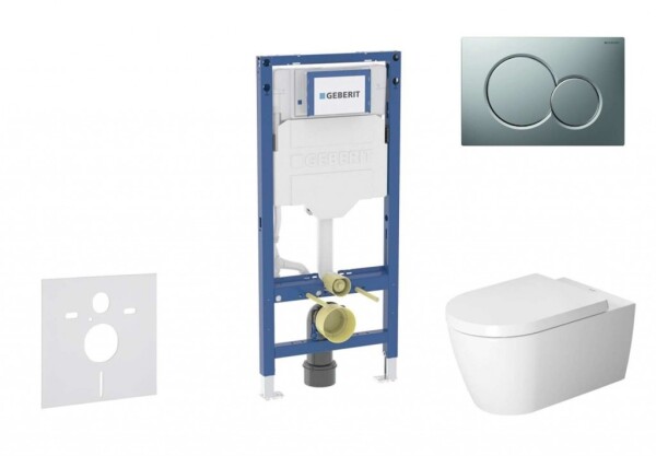 GEBERIT - Duofix Set předstěnové instalace, klozetu ME by Starck a sedátka softclose, tlačítko Sigma01, matný chrom SANI11CP2110