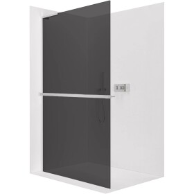 CERANO Sprchová zástěna Walk-in Onyx L-levá vzpěra - 8 mm + polička/držák na ručníky - chrom, grafitové sklo - 60x200 cm
