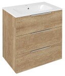 SAPHO - SET koupelnová skříňka CIRASA 70cm s umyvadlem a LED zrcadlem, 3x zásuvka, dub alabama KSET-103