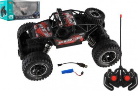 Auto RC Off-Road plast 26cm 27MHz dobíjecí pack+baterie se světlem červené v krabici