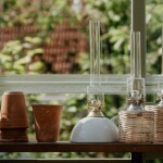 Strömshaga Petrolejová lampa Handle Ceramics White, bílá barva, čirá barva, sklo, keramika