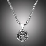 Ocelový 4mm náhrdelník s pečetí, rodový erb, Stříbrná 60 cm