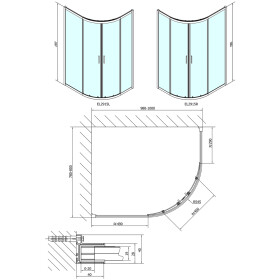 POLYSAN - EASY čtvrtkruhová sprchová zástěna 1000x800, L/R, čiré sklo EL2915