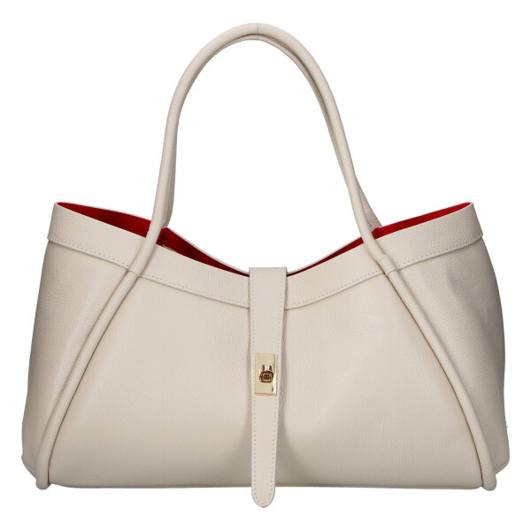 Luxusní kožená kabelka do ruky Valentina, béžová