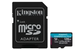 Kingston Canvas Go Plus microSDXC 128GB s adaptérem / UHS-I V30 / U3 / Class 10 / čtení: až 200MBs / zápis: až 160 MBs (SDCG4/128GB)