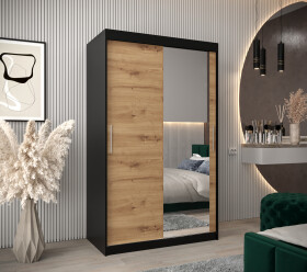 Šatní skříň Abi T2 Barva korpusu: Černá, Rozměry: 120 cm, Dveře: Dub artisan