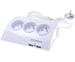 PremiumCord prodlužovací přívod bílá / 230V / 1.5m / 3 zásuvky / 2x USB / vypínač (ppd01)