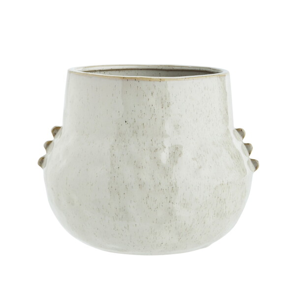 MADAM STOLTZ Kameninový obal na květináč Off White, krémová barva, keramika