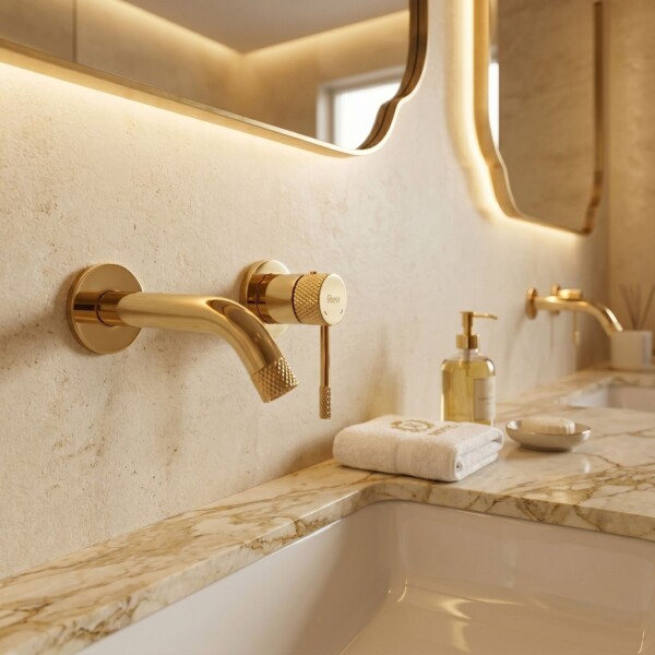 REA - Podomítková vanová baterie Venti Gold REA-B9754