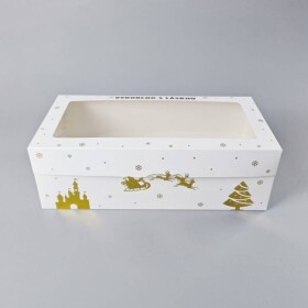 Dortisimo Vánoční krabice na cukroví bílo-zlatá nepromastitelná (40 x 20 x 13 cm)