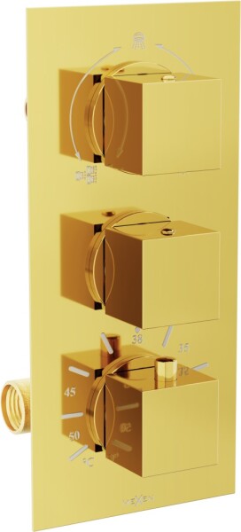 MEXEN - Cube termostatická baterie sprcha/vana 3-gold výstup 77503-50