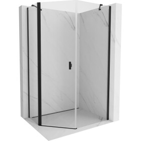 MEXEN/S - Mistsprchový kout pětiboký křídlový asymetrický 80 x 90, transparent, černá 8A8-080-090-70-00
