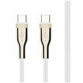 FIXED Krátký nabíjecí a datový opletený kabel s konektory USB-C/USB-C a podporou PD 0.5 m bílý / USB 2.0 / 100W (FIXDB-CC05-WH)