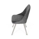 Židle jídelní, šedá látka, kovové nohy, broušená nerez.