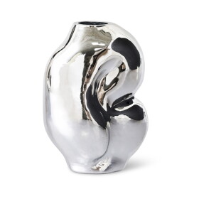 HK living Skleněná váza Gleam Chrome 900 ml, stříbrná barva, sklo