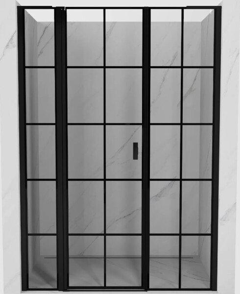 MEXEN/S - Mist L sprchové dveře křídlové levé 155, černá dekor, černá 8A4L-155-001-70-77-L