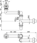 Alcadrain Prostorově úsporný dřezový sifon DN40 s přípojkou A870P-DN40 A870P-DN40