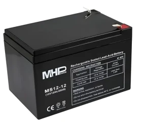 MHPower olověná baterie AGM 12V 12Ah / Olověný akumulátor / VRLA / Faston F2 6,3 mm (MS12-12)
