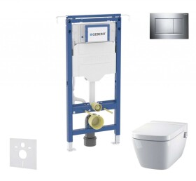 GEBERIT - Duofix Set předstěnové instalace, klozetu a sedátka Tece One, tlačítka Sigma30, Rimless, SoftClose, lesklý chrom/chrom mat SANI11CT1102