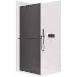 CERANO Sprchová zástěna Walk-in Onyx Y L/P - 8 mm + polička/držák na ručníky - černá matná, grafitové sklo - 70x200 cm