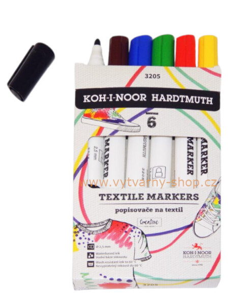 Koh-i-Noor sada 6 ks silných fixů na textil 2,5 mm