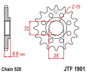 JT Sprockets Řetězové kolečko na KTM 450XC/450SX/505SX Počet zubů: 13 zubů