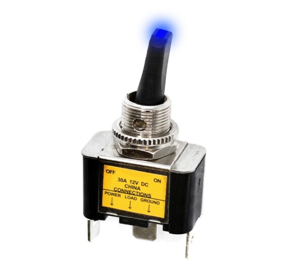 Páčkový přepínač s aretací On/Off 30A 12V Modrý