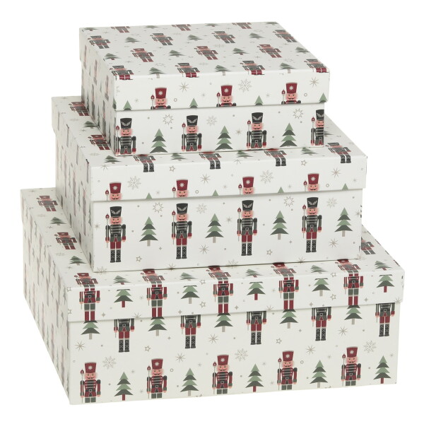 Chic Antique Dárková krabice Nutcrackers White – set 3 ks, bílá barva, papír