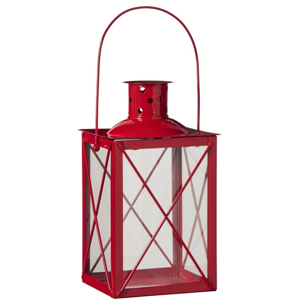 Ib Laursen Lucerna Small Square Red, červená barva, sklo, kov