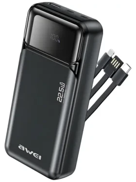 Awei PA-93 20000mAh / Powerbanka / 22,5W PD / integrované kabely (AWE000307)