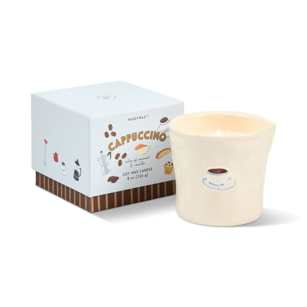 Paddywax Vonná svíčka Bistro Cappuccino 226 g, modrá barva, keramika