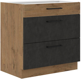 Spodní skříňka Vigo 80 D 3S BB - Premium Box Barva korpusu: Dub Lancelot, Barva dvířek: Matera matná