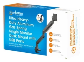 Manhattan monitorové rameno s USB porty černá / Monitorové rameno / do 57" / nosnost 27 kg / VESA 75-200 / USB-A+USB-C (462594)
