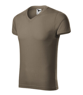 Slim Fit V-neck tričko pánské army XL