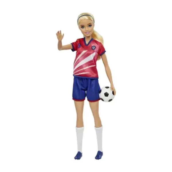 Mattel Barbie fotbalová panenka v červeném dresu