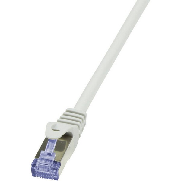 LogiLink CQ3082S RJ45 síťové kabely, propojovací kabely CAT 6A S/FTP 7.50 m šedá samozhášecí, s ochranou 1 ks