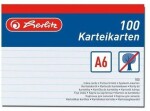 Karty do kartotéky A6 Herlitz, linka, 100ks - bílé