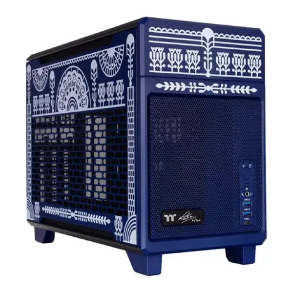 Thermaltake TR100 Koralie Edition modrá-bílá / PC skříň / Mini-ITX / SFF / 280 mm AIO / 21 l (CA-11A-00SPNN-AR)