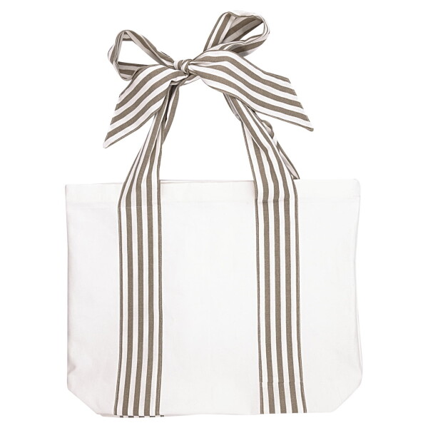 GREEN GATE Nákupní taška Tote Stripe / Grey bow Large, béžová barva, textil