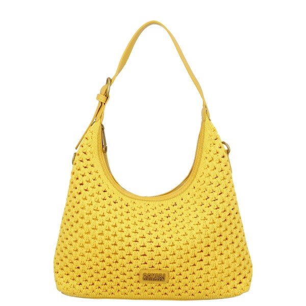 Stylová dámská háčkovaná kabelka Coveri Luna, žlutá