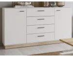 Široká komoda se zásuvkami Meolo 155 cm, dub cremona/béžový kašmír